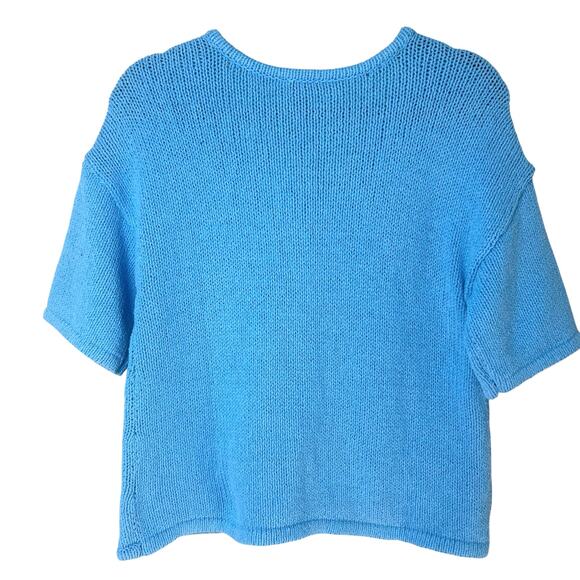 NWT Talbots Elbow Sleeve Button Front Sweater Jacket Cardigan Blue Sz S - Picture 7 of 8